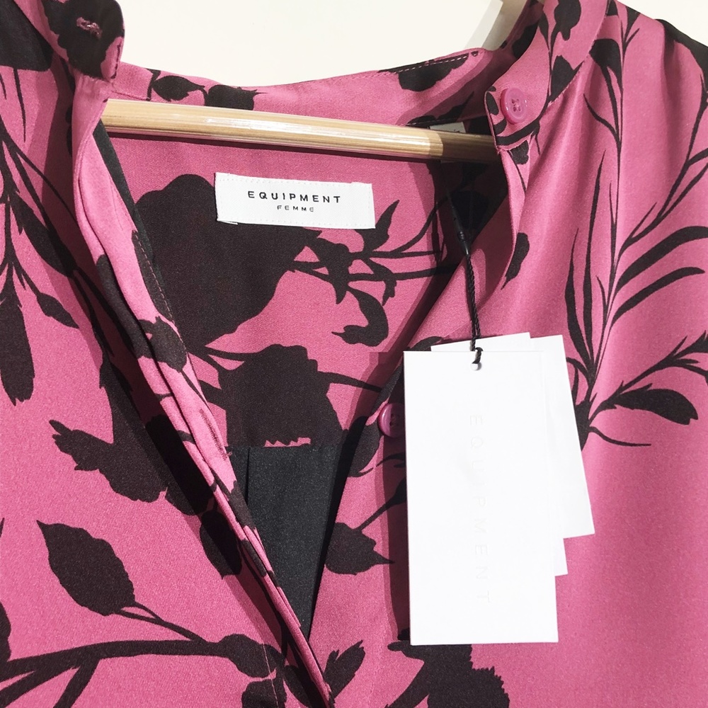 NEW $395 Equipment Roseabelle Floral Button-Down Short Charmeuse L Belted Dress - Picture 10 of 14